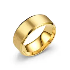 ZG JOYAS - Anillo Titanio 8mm Esmerilado Hombre Mujer Moda Dorado Oro