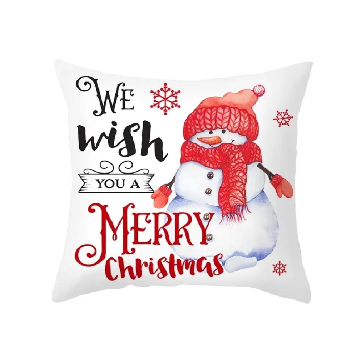 KIVARA - Funda Cojin 45X45 Navidad We Wish Blanco/Rojo Lino Poly