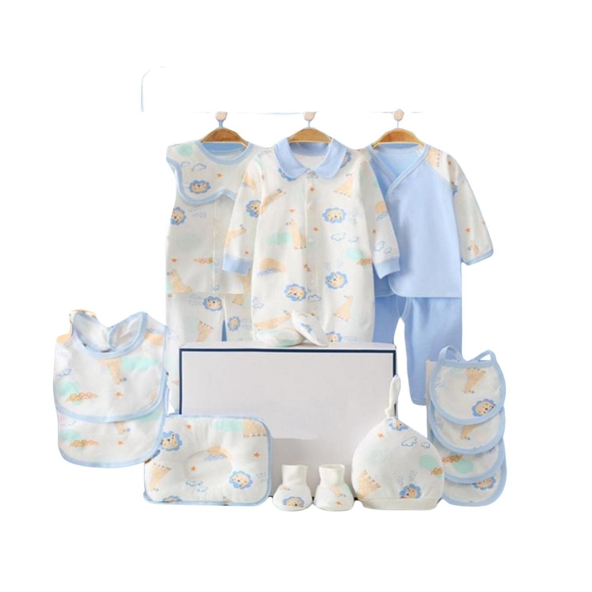 KIVARA - Set Ropa Recien Nacido Azul En Caja Regalo 18 Piezas