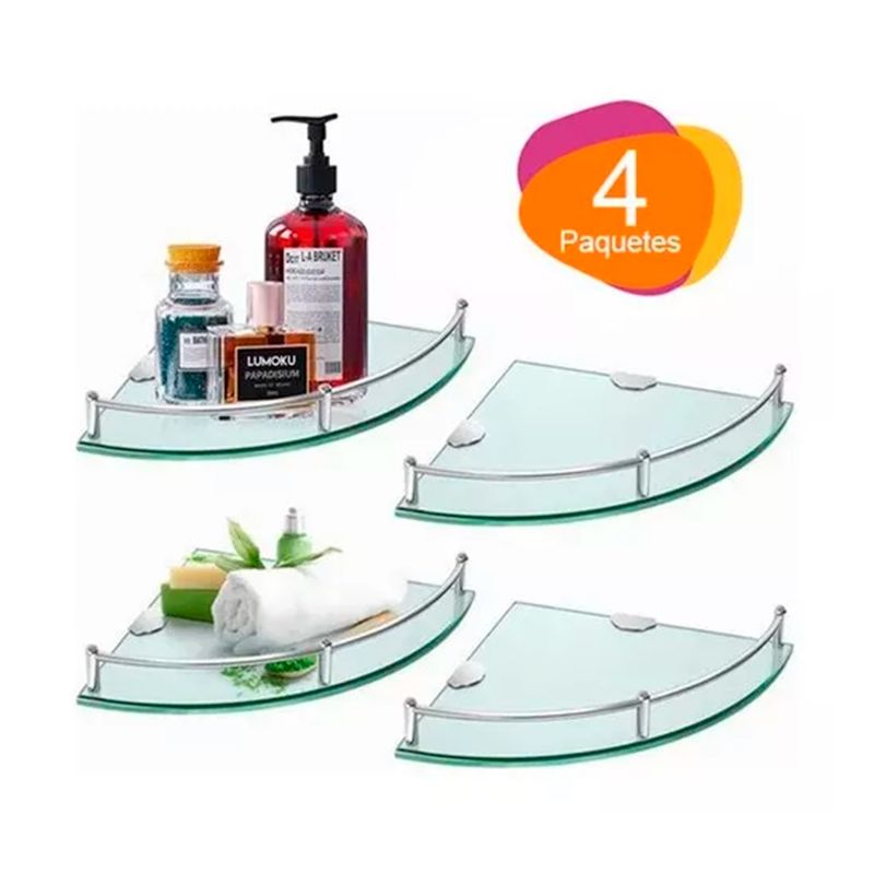 GENERICO - Repisa Organizador Esquinera Baño De Cristal Templado