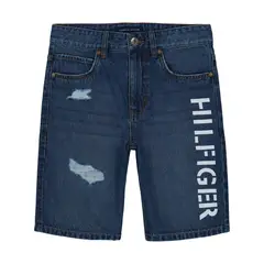 TOMMY HILFIGER - Shorts Denim Con Logo Azul Niño