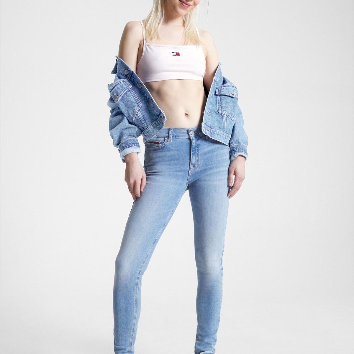 TOMMY HILFIGER - Jeans Nora Skinny Fit Tiro Medio Celeste Tommy Jeans