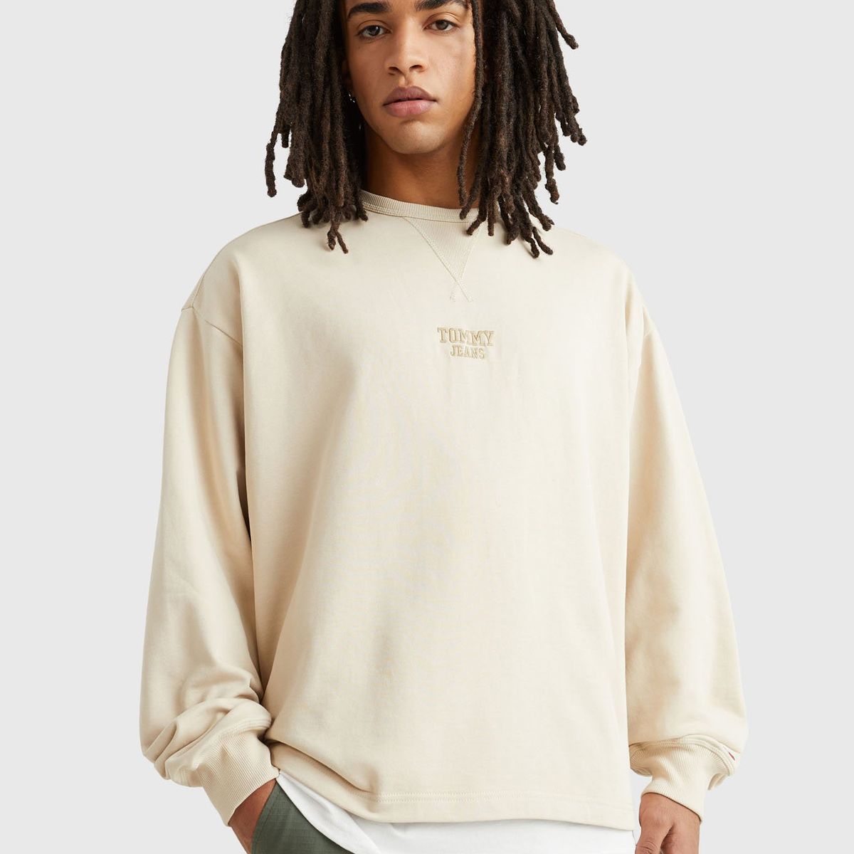 TOMMY HILFIGER - Polerón Relaxed Modern Boxy Beige Tommy Jeans