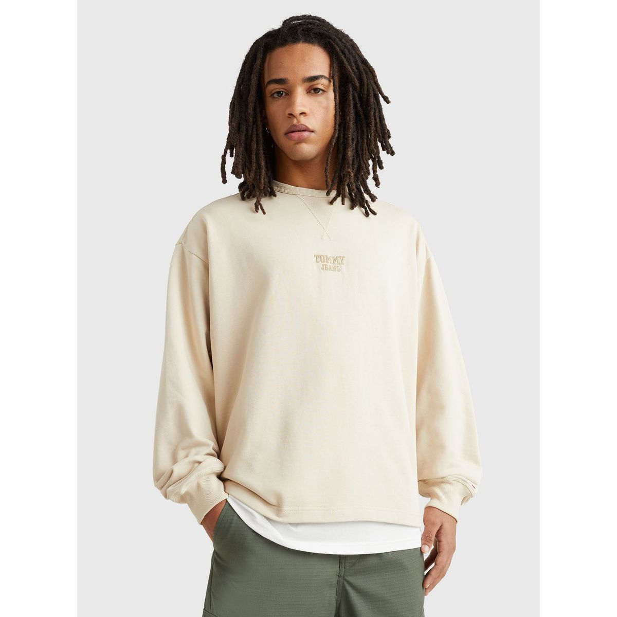 TOMMY HILFIGER - Polerón Relaxed Modern Boxy Beige Tommy Jeans