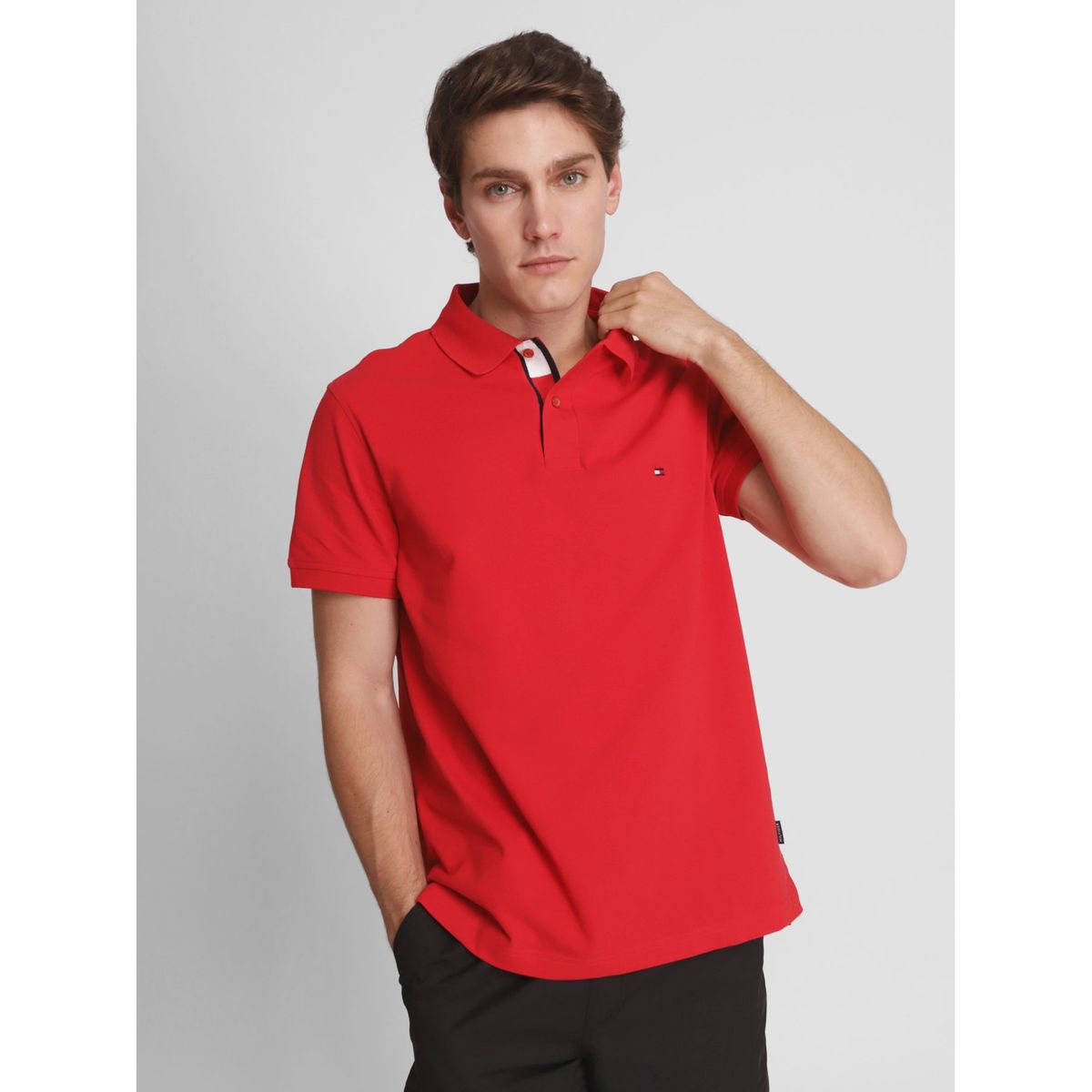 TOMMY HILFIGER - Polo Con Cinta Logo Distintiva Rojo Tommy Hilfiger