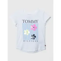 TOMMY HILFIGER - Polera Con Flores Y Logo Blanco Niña