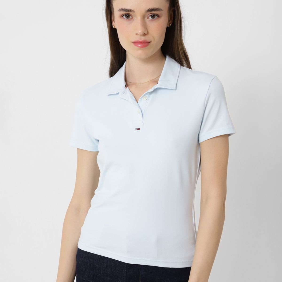 TOMMY HILFIGER - Polo Baby Essential Con Logo Celeste Tommy Jeans