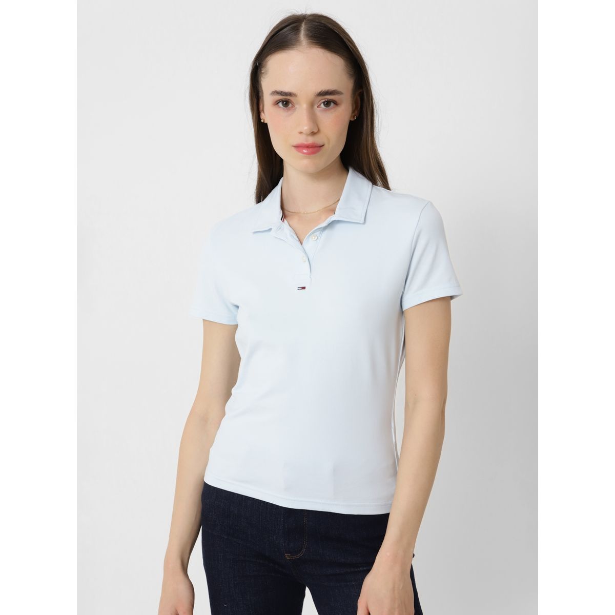 TOMMY HILFIGER - Polo Baby Essential Con Logo Celeste Tommy Jeans