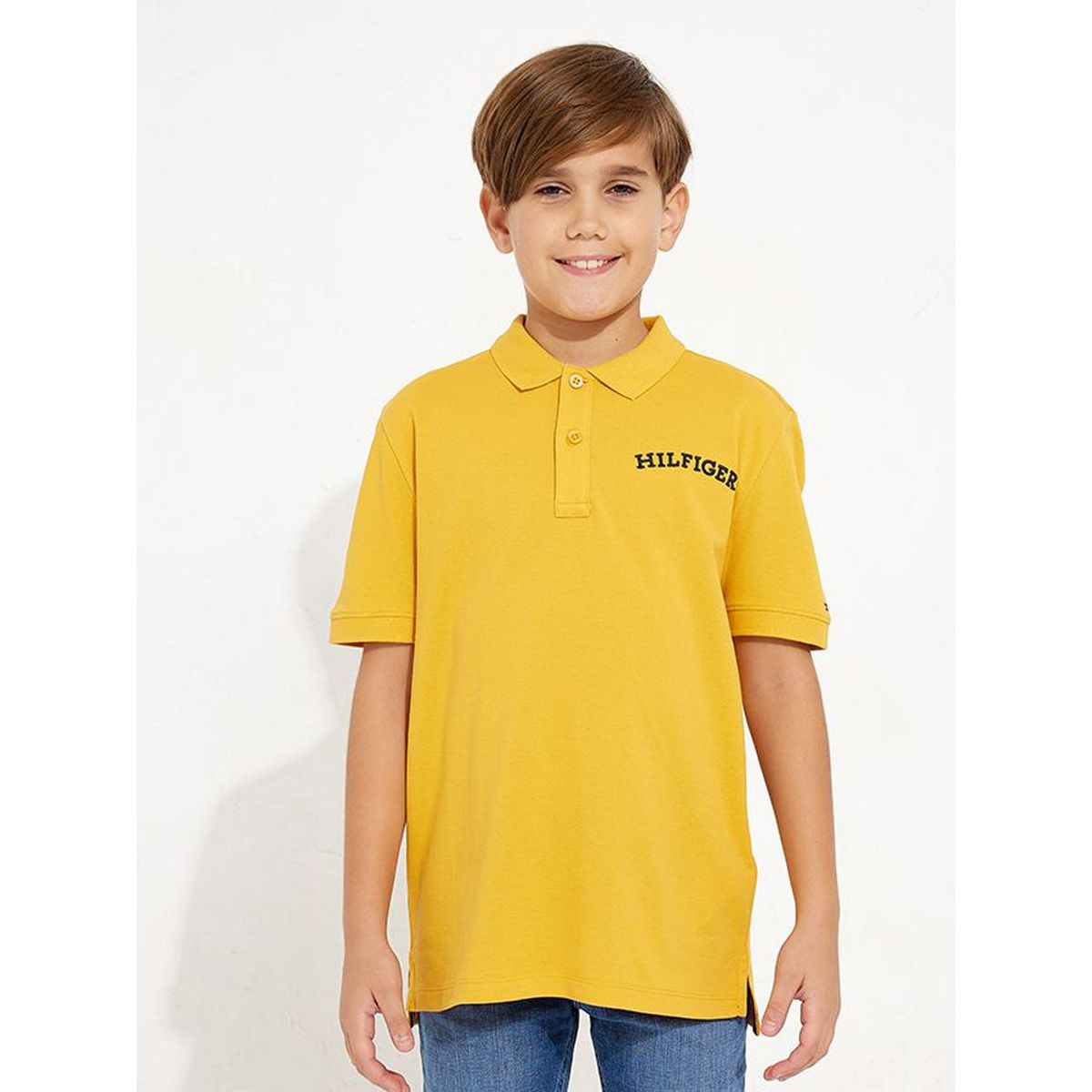 TOMMY HILFIGER - Polo Con Logo Arqueado Amarillo Tommy Hilfiger Niño