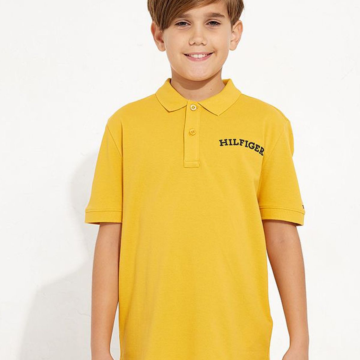 TOMMY HILFIGER - Polo Con Logo Arqueado Amarillo Tommy Hilfiger Niño