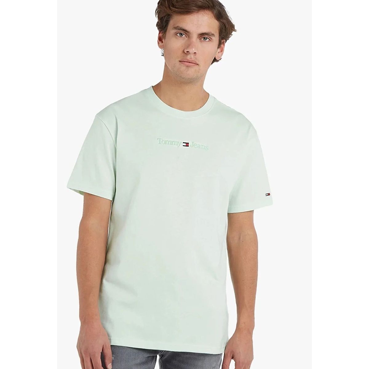TOMMY HILFIGER - Polera Regular Small Logo Verde Tommy Jeans