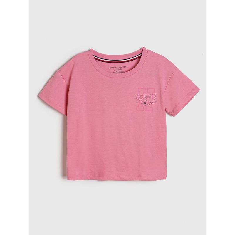 TOMMY HILFIGER - Polera Classic Logo Rosado Niña Tommy Hilfiger
