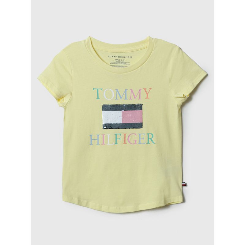 TOMMY HILFIGER - Polera Con Bandera De Lentejuelas Amarillo Niña Tommy Hilfiger