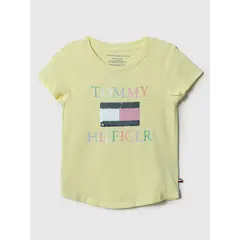 TOMMY HILFIGER - Polera Con Bandera De Lentejuelas Amarillo Niña
