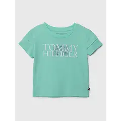 TOMMY HILFIGER - Polera Logo Bandera Metálica Verde Niña
