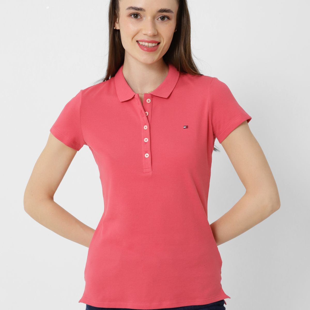 TOMMY HILFIGER - Polo Essential Slim Fit Rosado Tommy Hilfiger