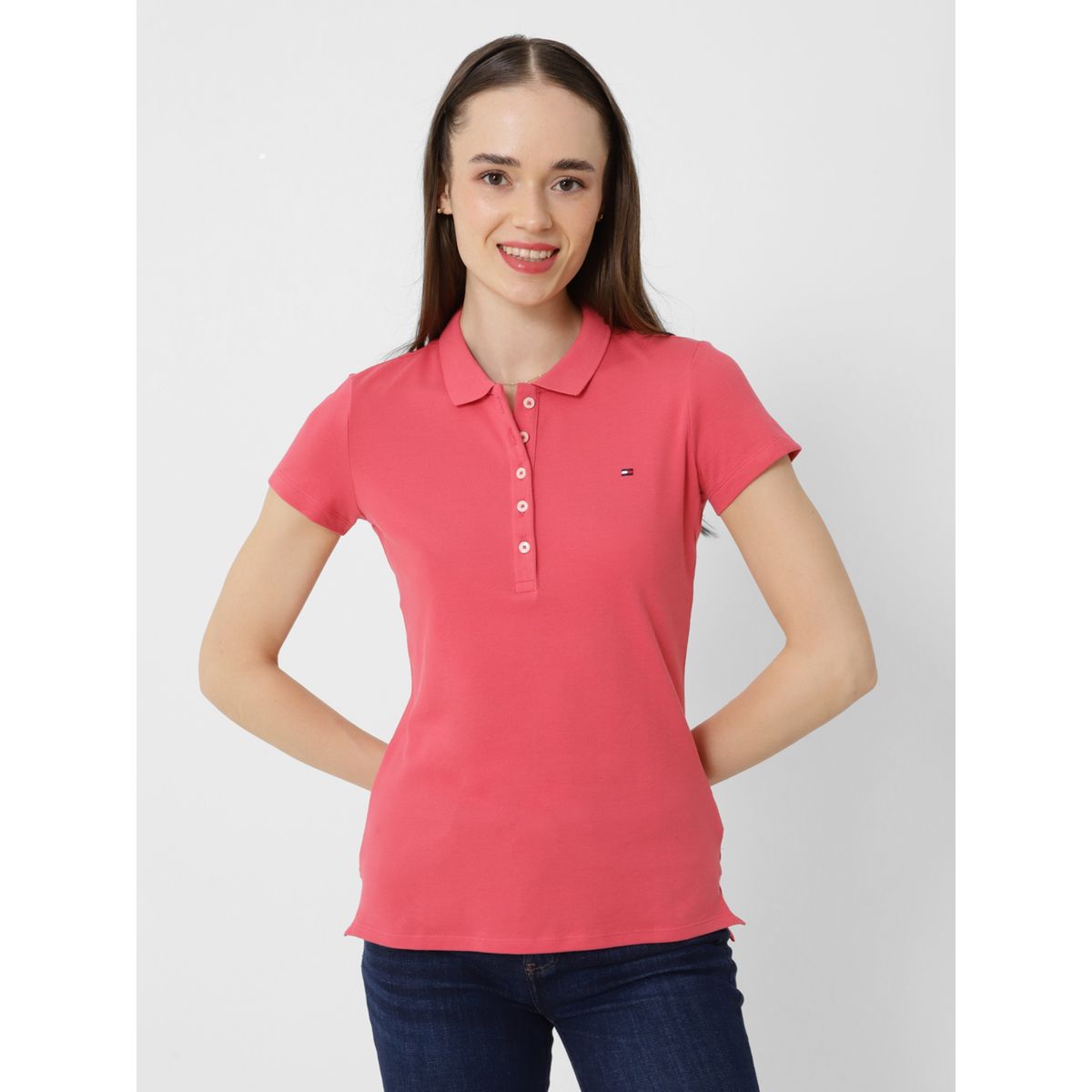 TOMMY HILFIGER - Polo Essential Slim Fit Rosado Tommy Hilfiger