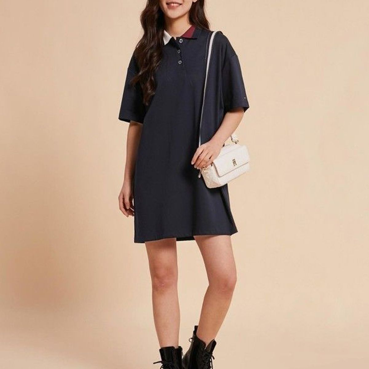 TOMMY HILFIGER - Vestido Split Global Stripe Azul Tommy Hilfiger