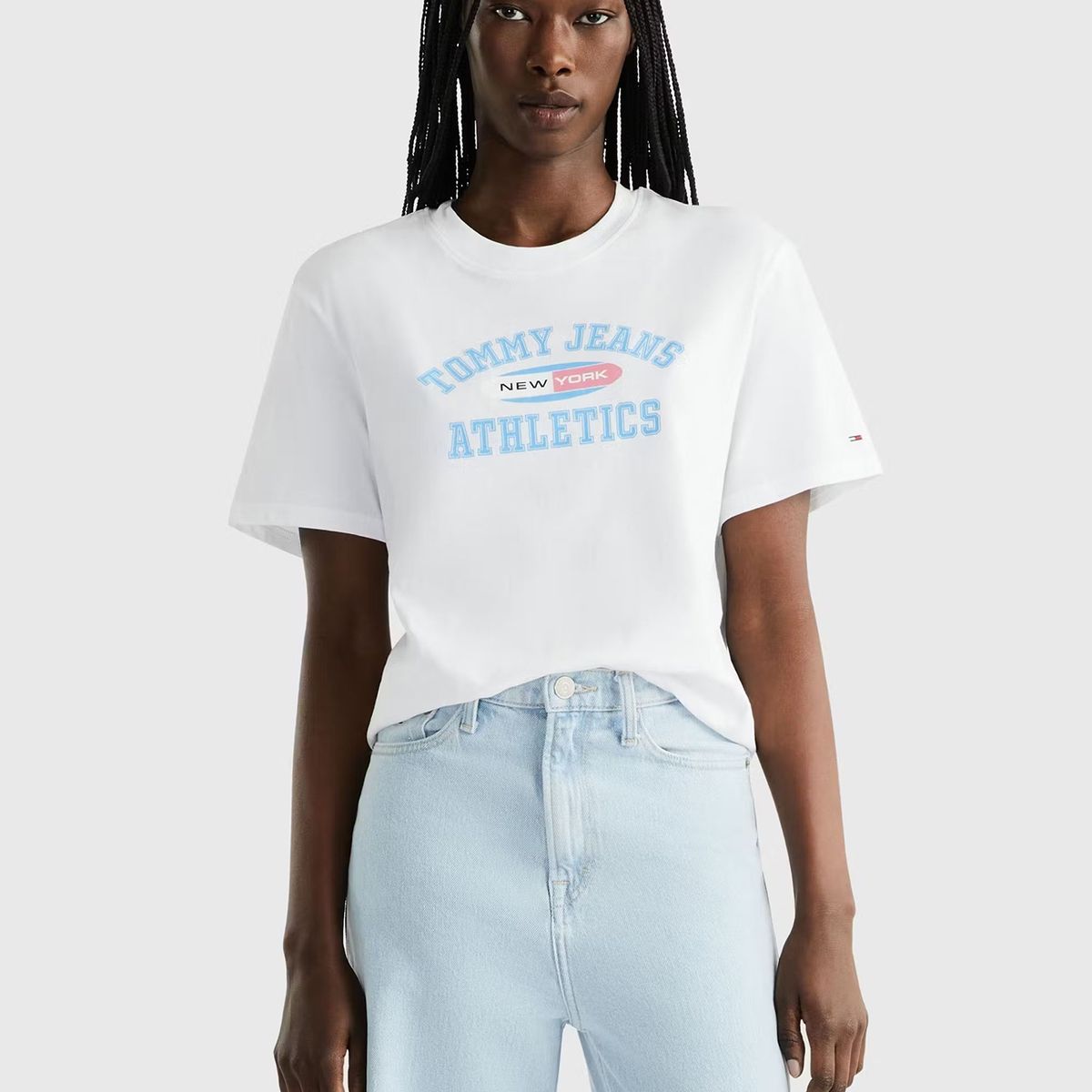 TOMMY HILFIGER - Polera Athletic Logo Blanco Tommy Jeans