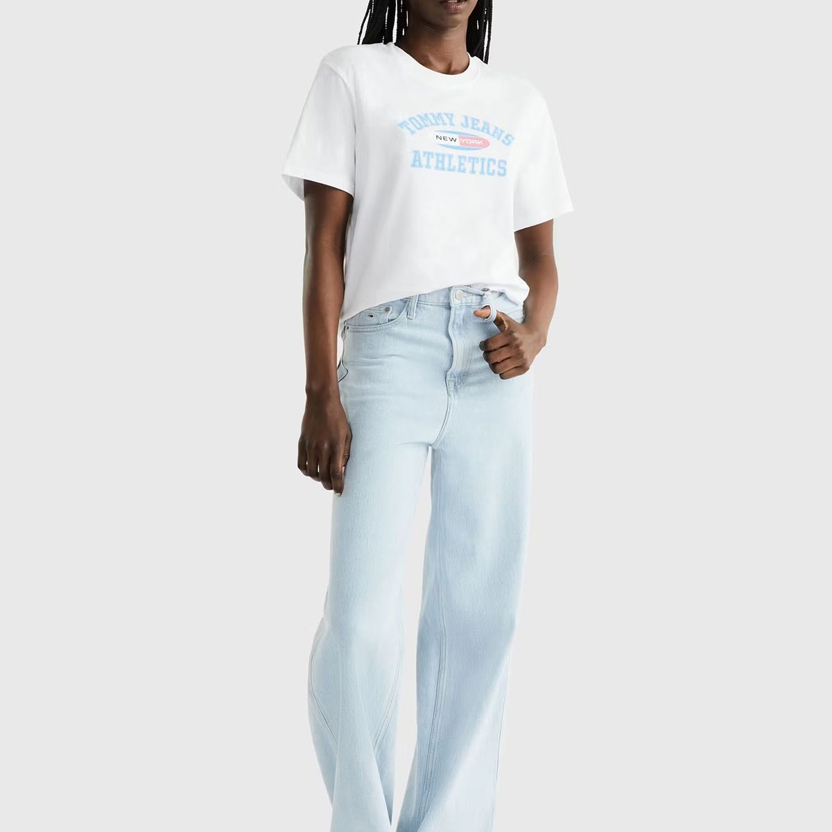 TOMMY HILFIGER - Polera Athletic Logo Blanco Tommy Jeans