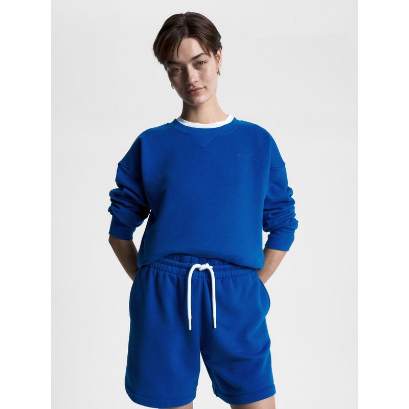 TOMMY HILFIGER - Polerón Con Logo Minimalista Azul Tommy Hilfiger