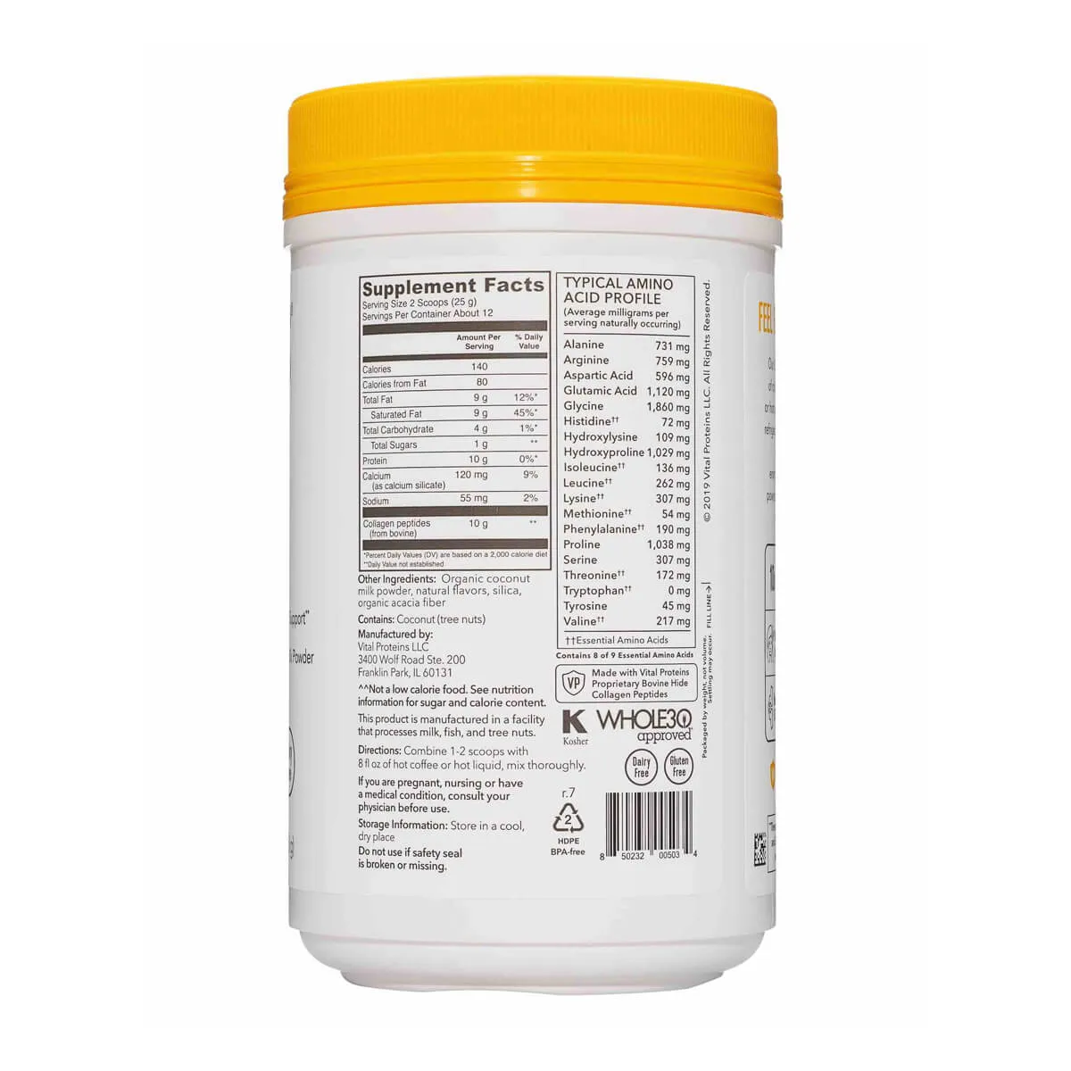 VITAL PROTEINS - Creamer Vainilla, Colageno (300gr) - Colageno hidrolizado