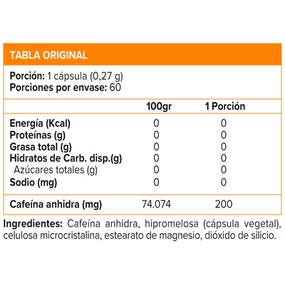 Imagen 2 del producto Caffeine 200, Energía (60 caps) - Original