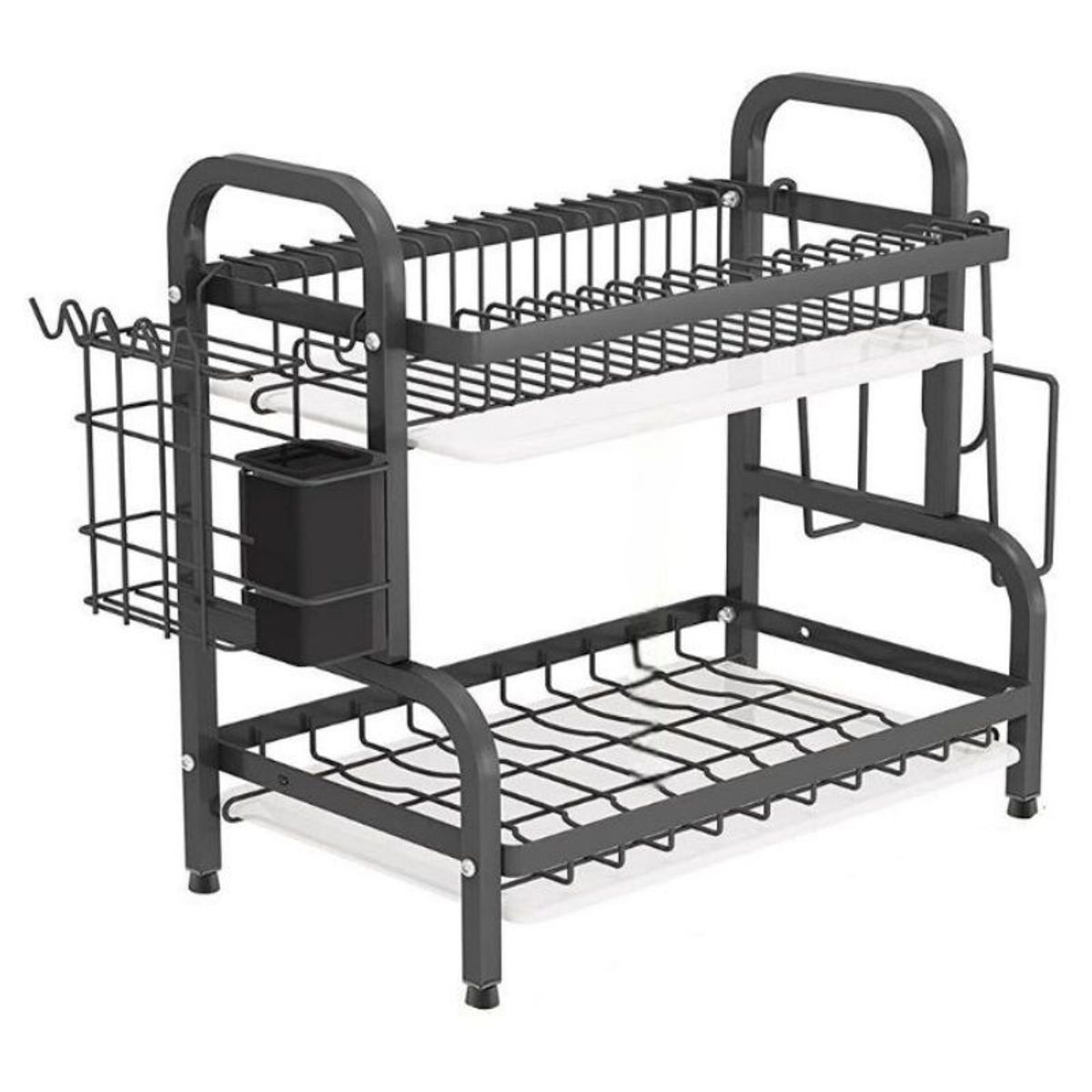 GENERICO - Escurridor de platos acero inoxidable 2 niveles soporte cubierto