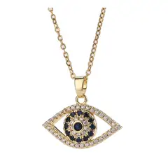 ZG JOYAS - Collar Ojo Turco Zirconia Galvanizado En Oro 14K Zirconia