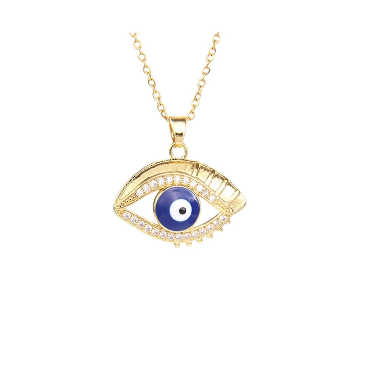 ZG JOYAS - Collar Ojo Turco Zirconia Galvanizado En Oro 14K