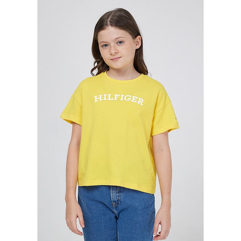 TOMMY HILFIGER - Polera Monotype Relaxed Amarillo Niña Tommy Hilfiger