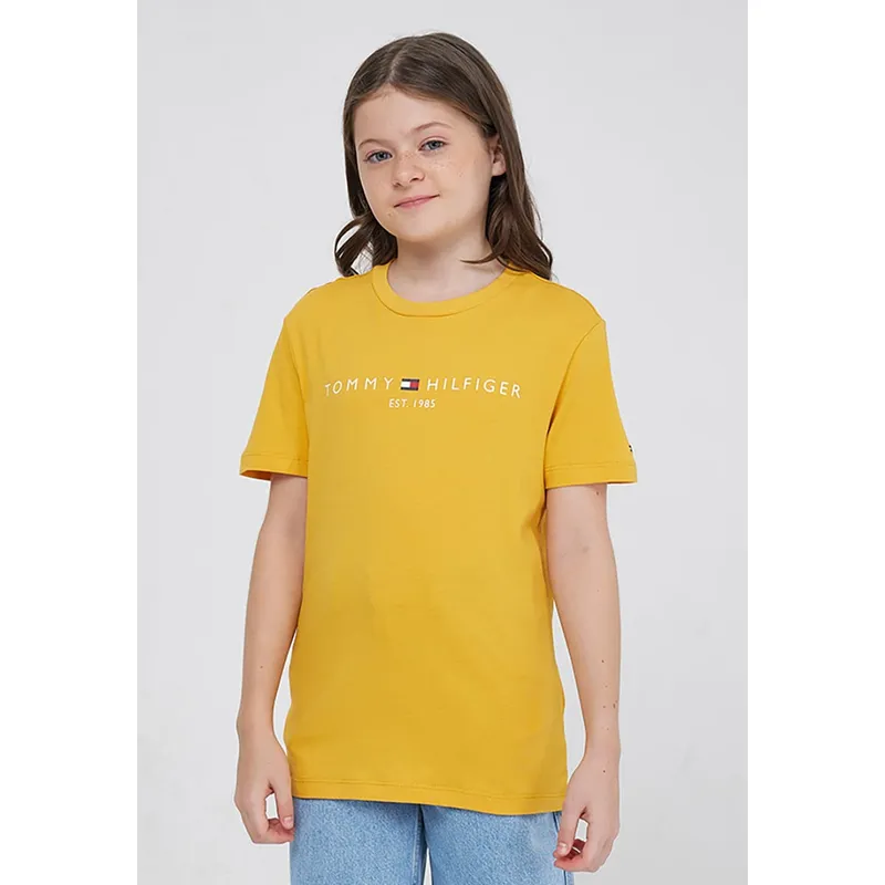 TOMMY HILFIGER - Polera De Niña Essential Con Logo Amarillo Tommy Hilfiger