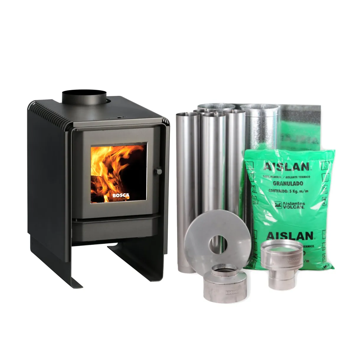 BOSCA - Pack Estufa a Leña Bosca Eco 360 + kit de instalación