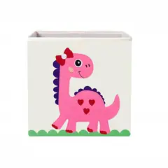 KIVARA - Caja Organizador Juguetes Ropa Infantil Dino Rosa