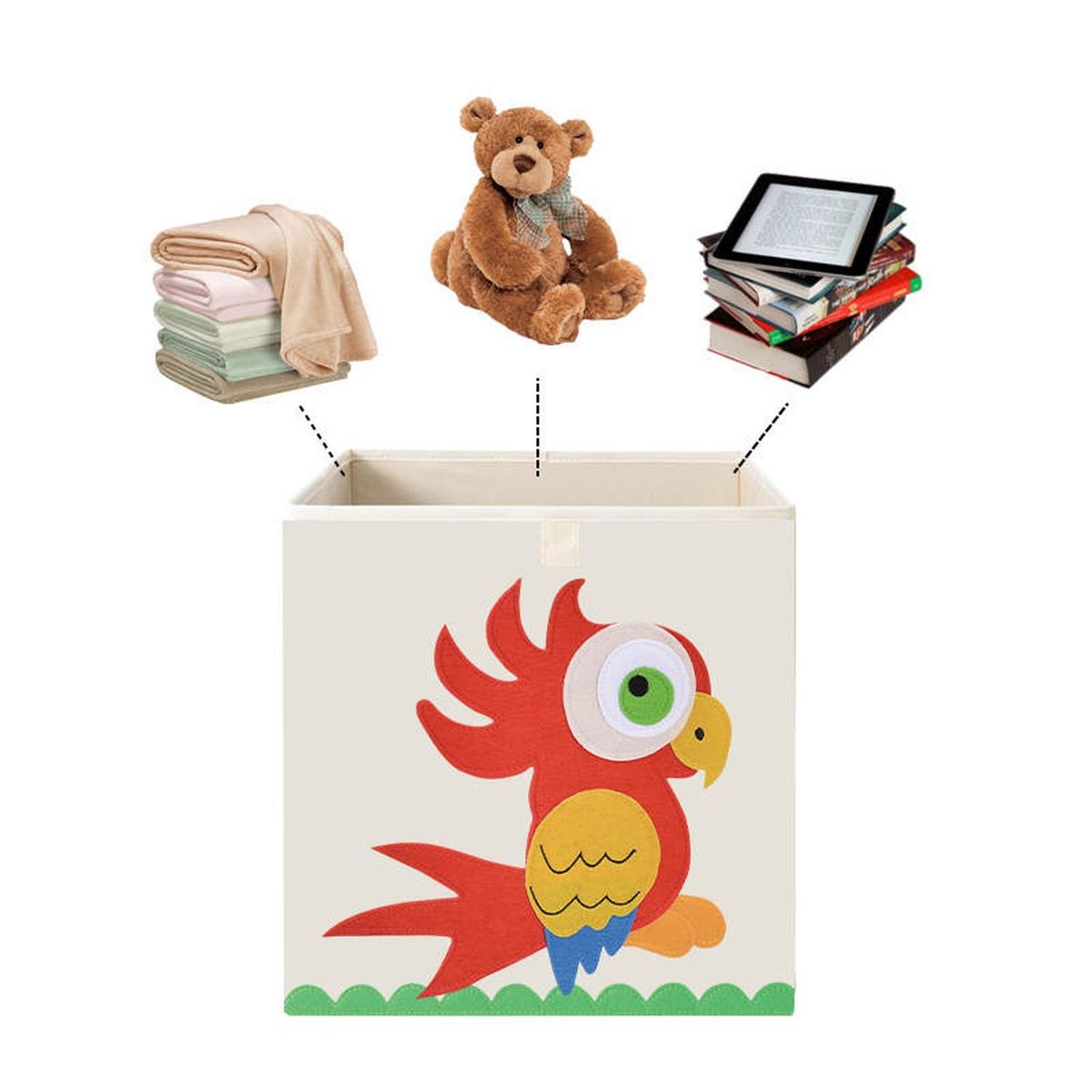 KIVARA - Caja Organizador Juguetes Ropa Infantil Kivara Loro.