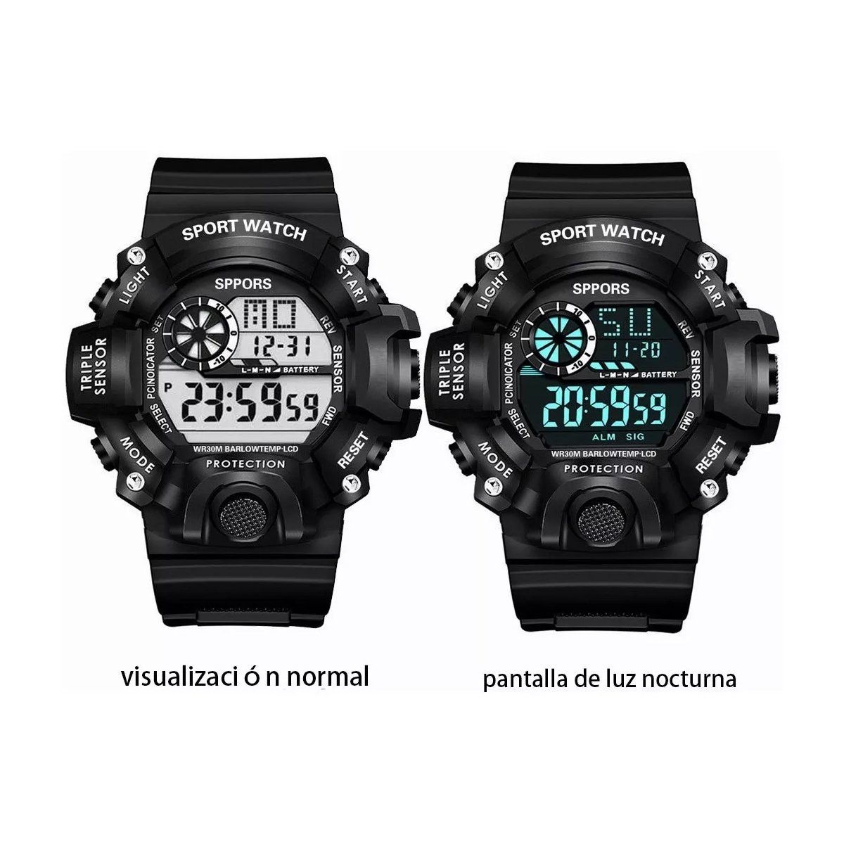 EDWINAYY - Reloj Deportivo Hombre Impermeable Alarma Y Alumbra