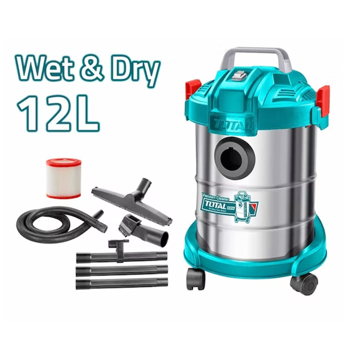 TOTAL TOOLS - Aspiradora 800w 12lts Polvo y Agua Total Tvc14122