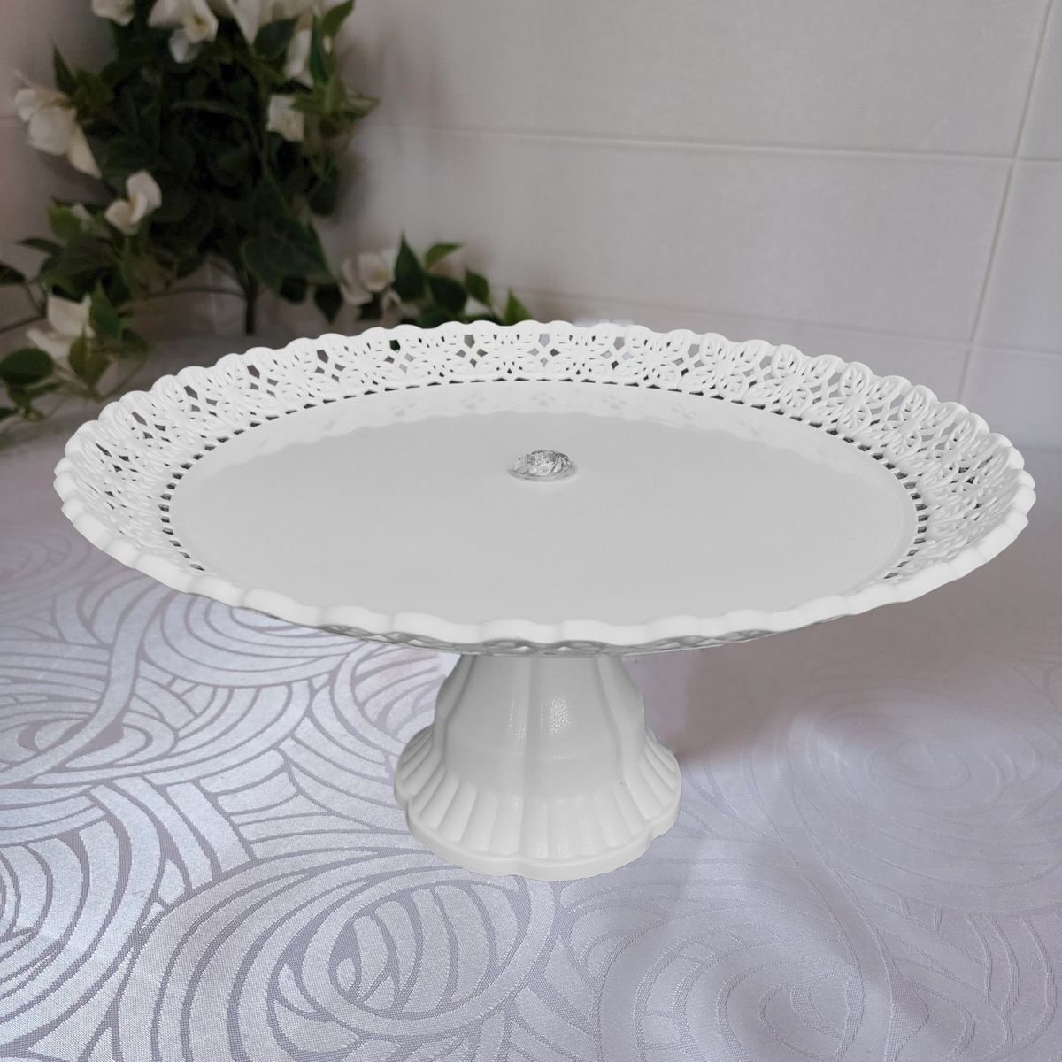 GENERICO - Pack 3 Bandejas Redonda C/Base Alta 21cm/24cm/32cm - Blanco