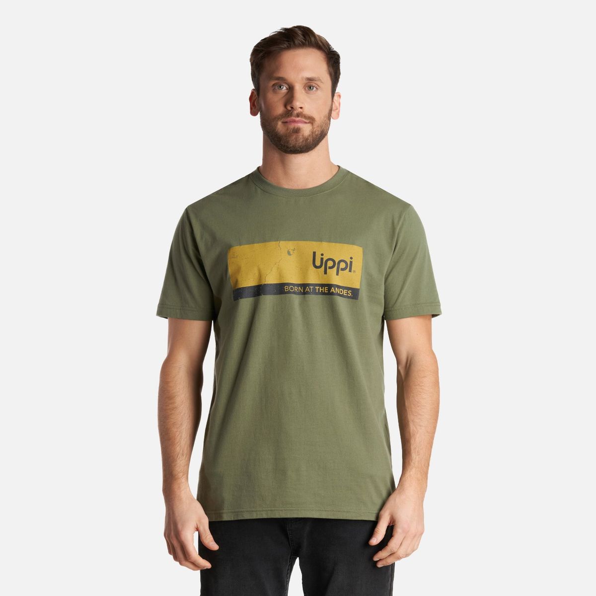 LIPPI - Polera Hombre Logo Lippi Front Print T-Shirt Verde Musgo Lippi