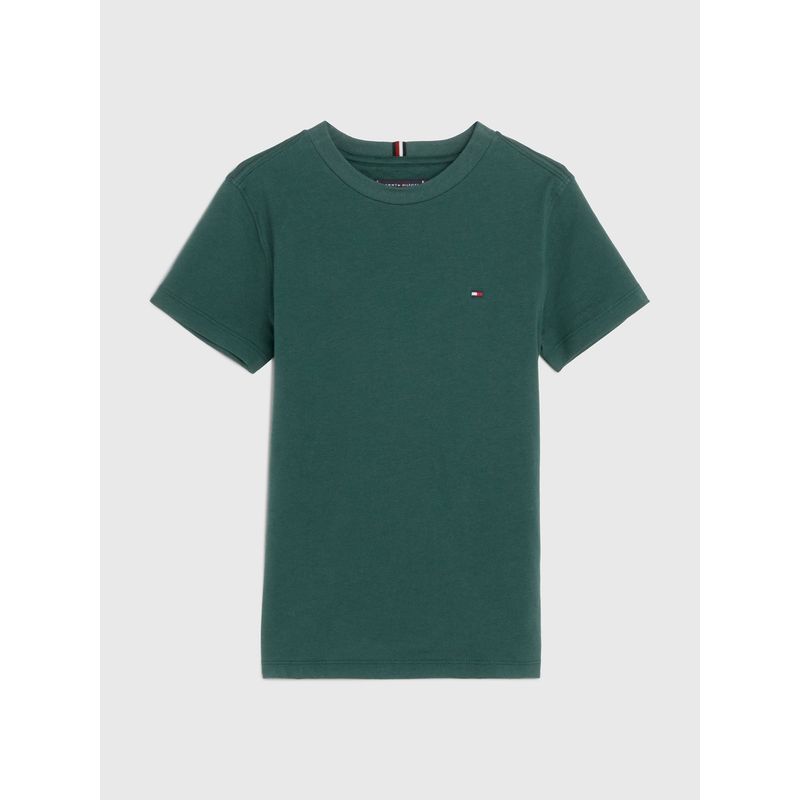 TOMMY HILFIGER - Polera De Niño Essential Cotton Verde Tommy Hilfiger