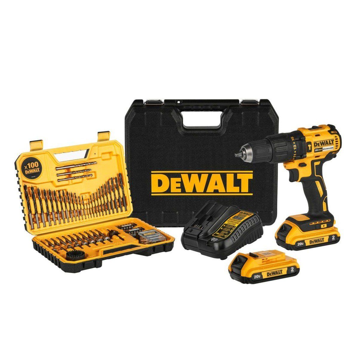 DEWALT - Taladro Percutor Dewalt 20v Brushless Dcd7781d2 + 100 Piezas