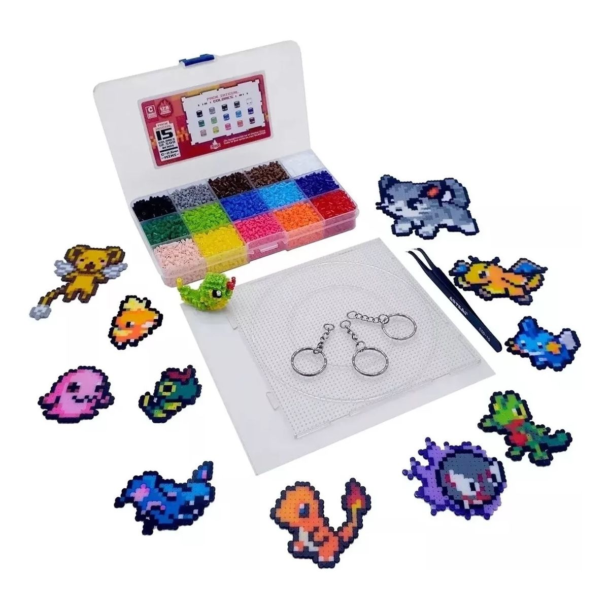 KUANGYE - Pack 5mm Hama/perler/arktal Beads 1500 Unid. 15 Colores