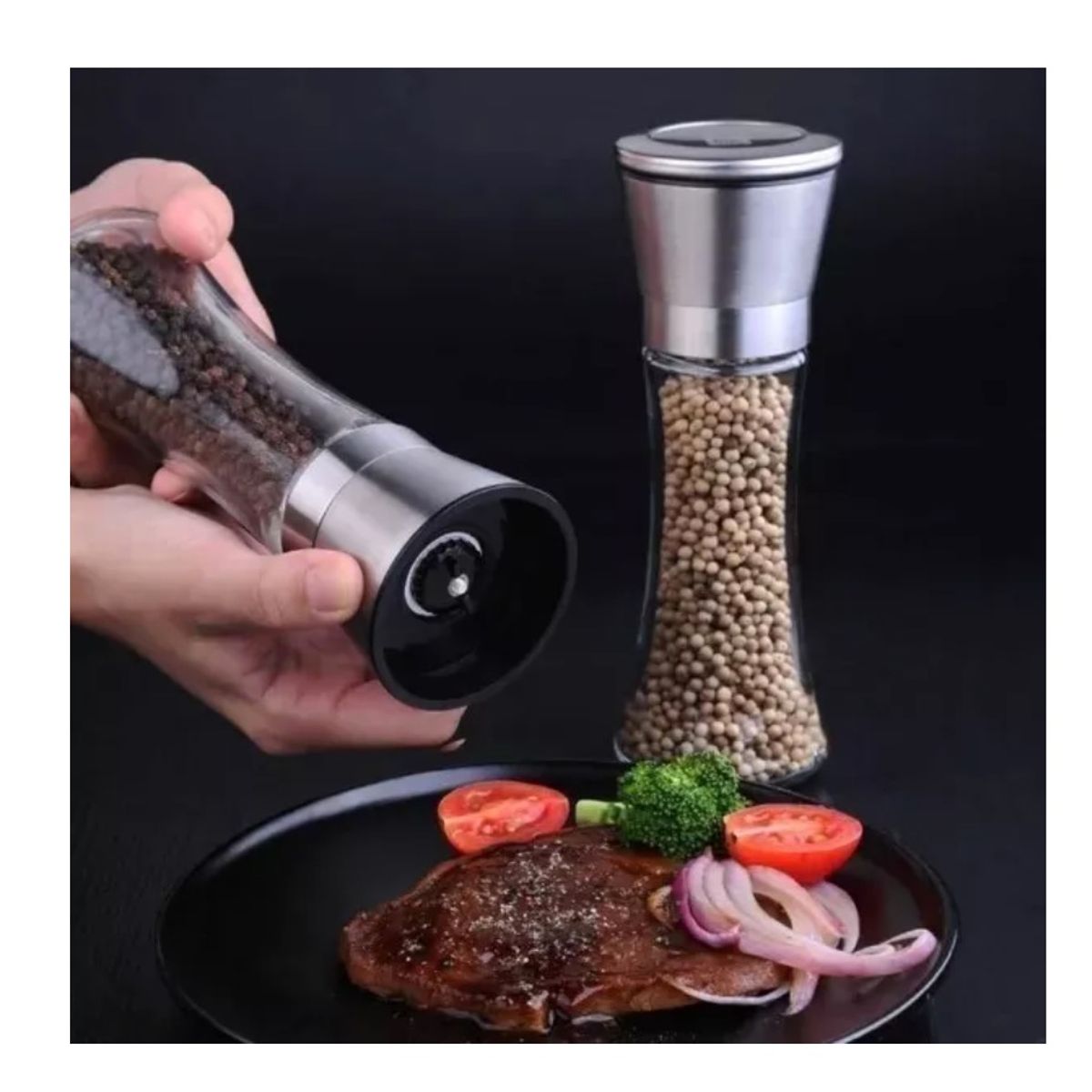 GENERICO - Molinillo Sal Pimienta Condimentos Acero Inoxidable Grande Colores