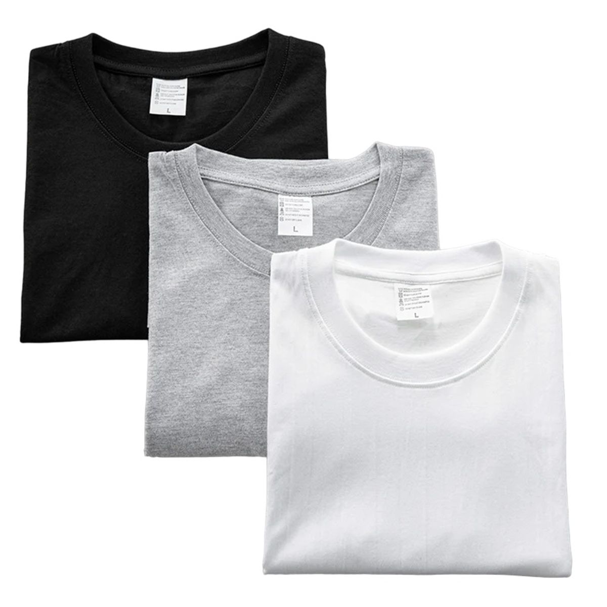 GARSIL - x3 Polera De Algodon Manga Corta Para Hombre  - Cuello Redondo