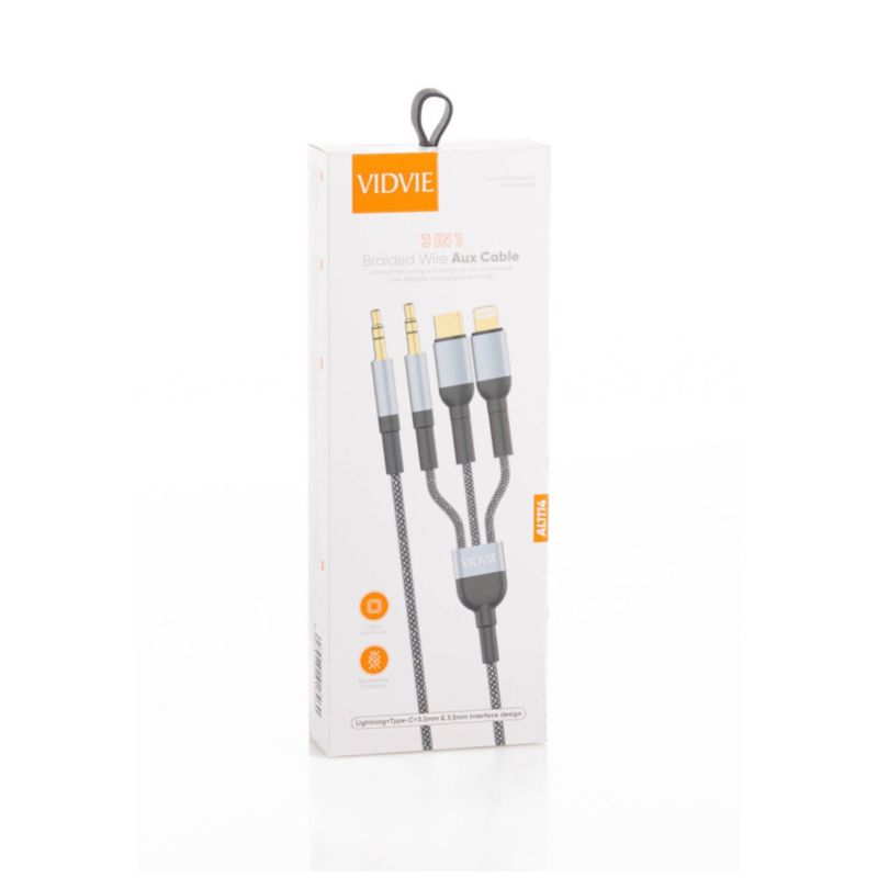 GENERICO - Cable Auxiliar Audio 3 en 1 Iphone + UsbC / Jack