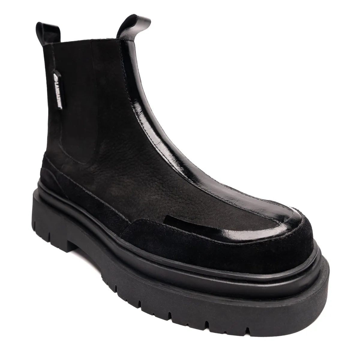 LANDAZURI - Botín Cuero Gaff Mujer Negra Landazuri