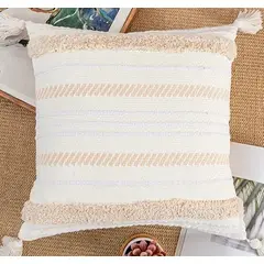 GENERICO - COJÍN BOHO 45 CM X 45 CM TEJIDO BEIGE