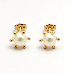 JOYAS MYTOKE - Aros Oro 18k Perla 6mm Pistilo Nacional Mujer