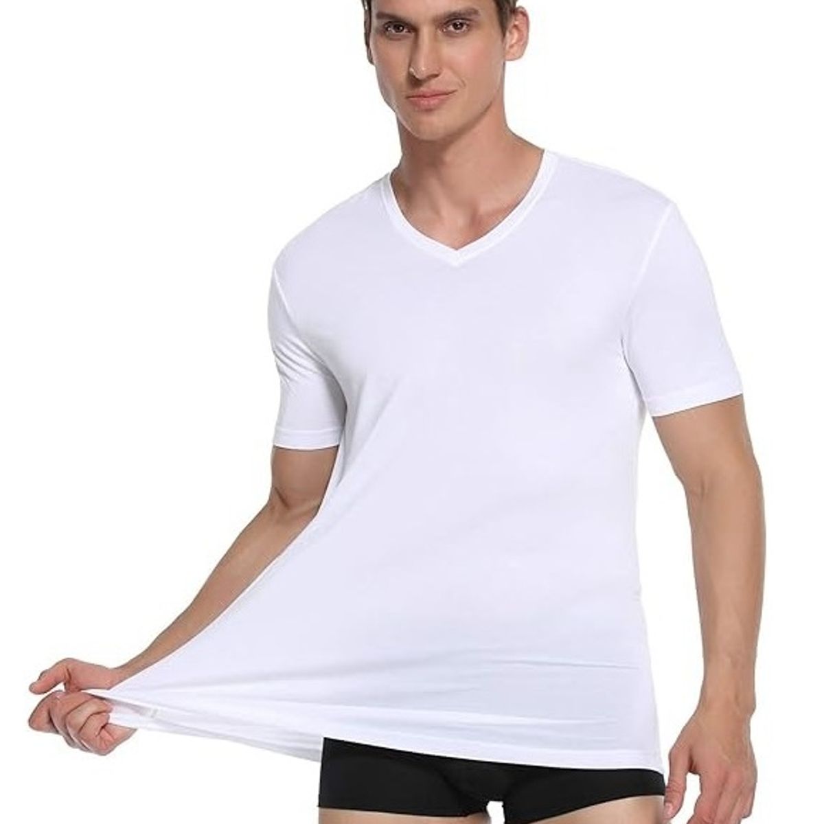 GARSIL - Polera De Algodon Manga Corta Para Hombre  - Camiseta Cuello V