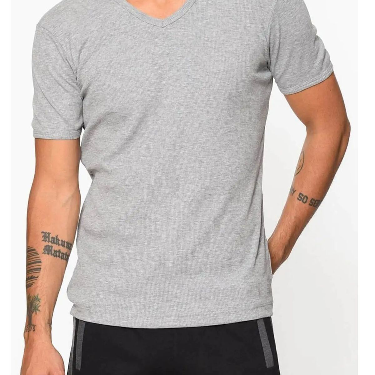 GARSIL - Pack 3 Polera De Algodon Manga Corta Para Hombre  - Camiseta Cuello V